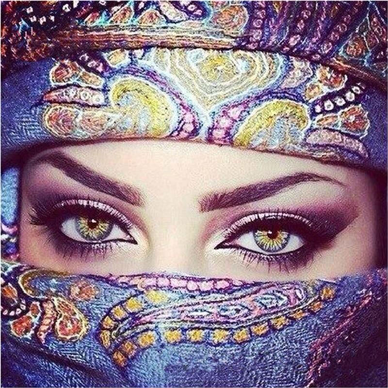 Полный круглый дрель мусульманский 5D DIY Алмазная картина «Женщина в маске» Вышивка крестиком 3D Домашний декор