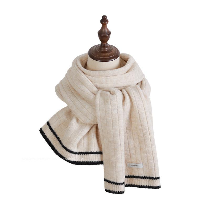 Soft Glutinous Rice White Scarf For Girls In Winter Retro College Style Atmosphere, Student Couple Thick Warm Scarf