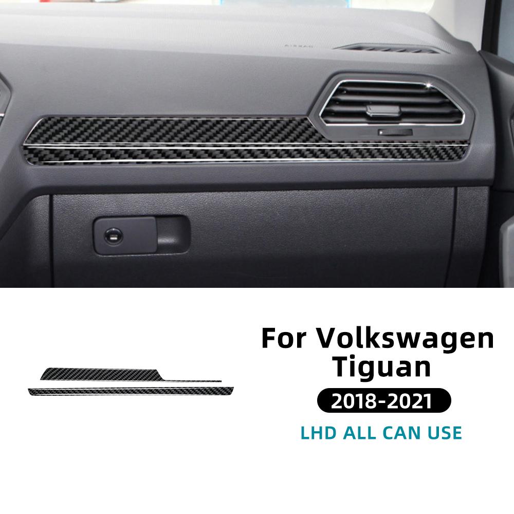 Для Volkswagen Tiguan A2 AD1/AX1 2018 2019 2020 2021 Настоящая мягкая наклейка из углеродного волокна LHD RHD Декоративная полоска на пассажирскую сторону автомобиля.