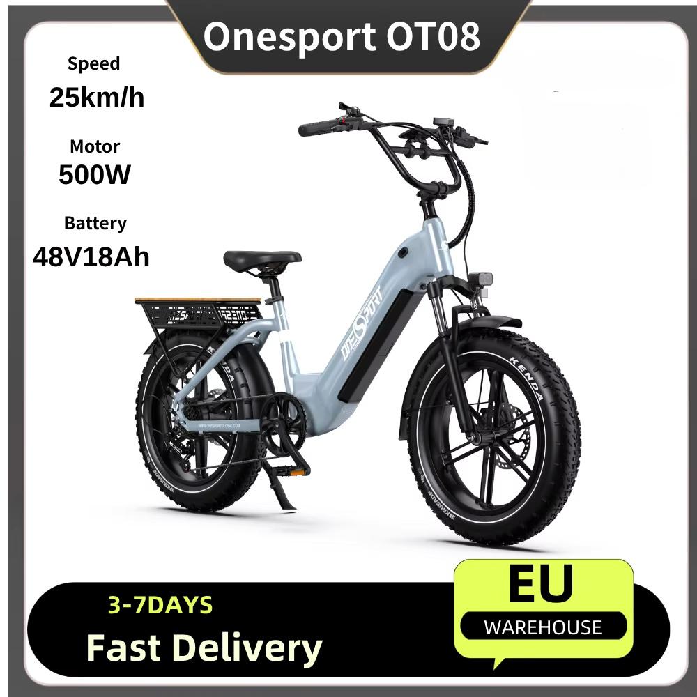 ONESPORT OT08 Electric Bike 500W Motor 48V 18Ah Battery 20 Inch Fat Tire E-Bike with Hydraulic Disc Brake for All Terrain