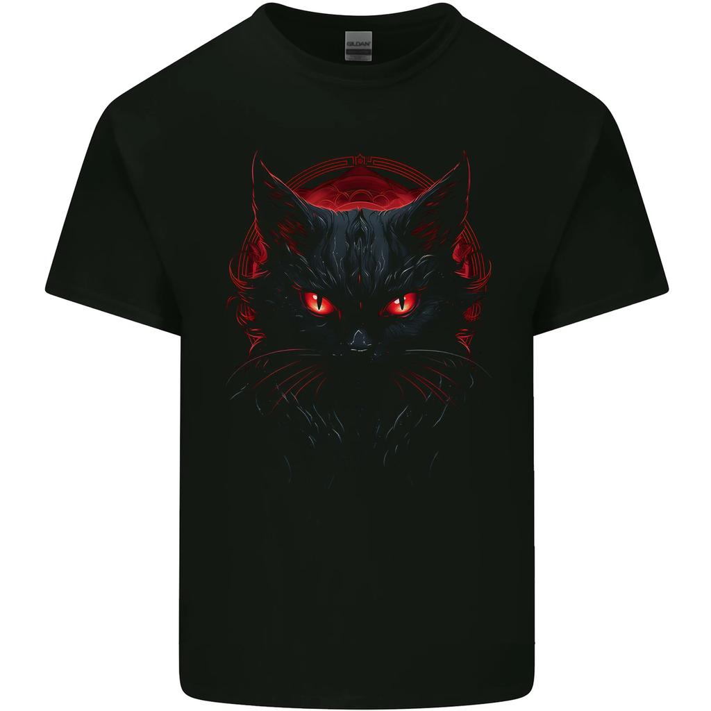 Satanic Cat Evil Halloween Kids T-Shirt Childrens