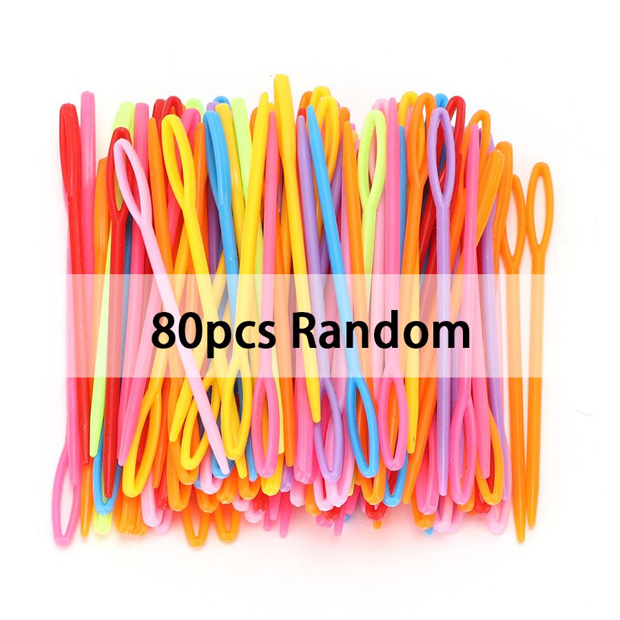 80/180 шт. Пластиковые швейные иглы, цветные инструменты для вязания, DIY, принадлежности для ручного шитья, свитер, шарф, вязальная игла для шерстяной куклы XJM