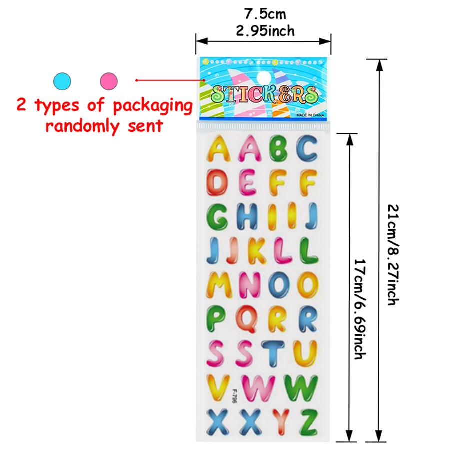 6/12/24pcs Cartoon Bubble Stickers (Letter Design) Self-adhesive & Easy to Stick for Laptop/Luggage Decoration Student Rewards