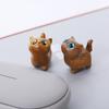 Mini Cat Figurine Hand-carved Wooden Cat Statue Collectible Polished Miniature Cat Ornament for Home Desk Bookshelf Decoration