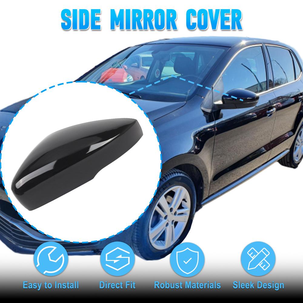 For VW Polo MK5 2009-2017 Rearview Mirror Cover Housing Glossy Black Side Wing Mirror Cap Replacement Car Accessories 6R0857537B