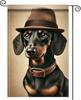 Garden Ag Double-Sided Dachshund with Hat Polyester for Outdoor, 12x18 Inch XXQ