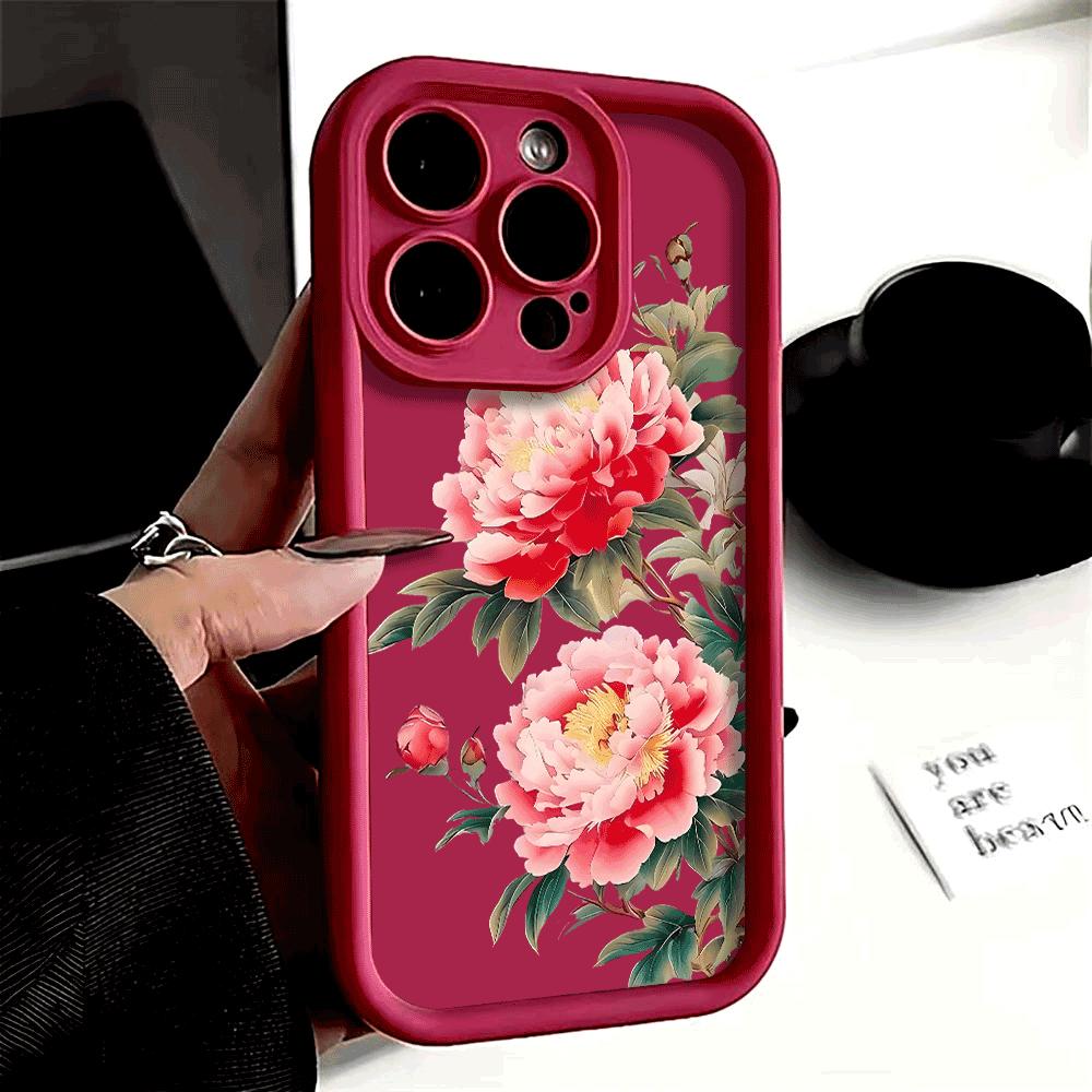 Ретро пион Защитный чехол для телефона Для iPhone 16 15 Pro Max 14 13 12 11 X XS 15 14 Plus 12 13 Mini Ударопрочный Модный мягкий Чехол
