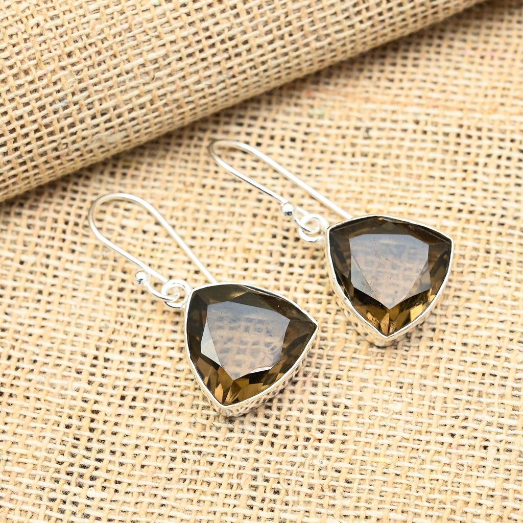 Ювелирные серьги из стерлингового серебра 925 пробы с дымчатым топазом ручной работы для свадебного подарка