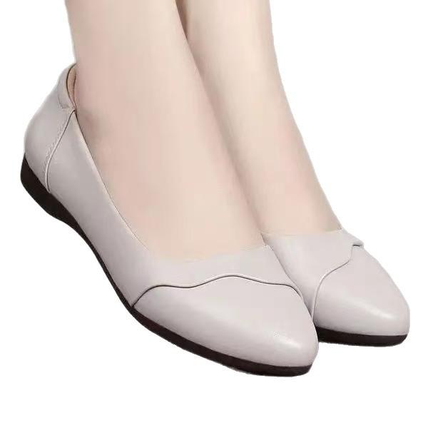 2025 осень одинарная обувь мягкая подошва мягкая поверхность плоская подошва одинарная обувь для среднего возраста кожаная обувь большой размер женская обувь тонкая нескользящая не может упасть