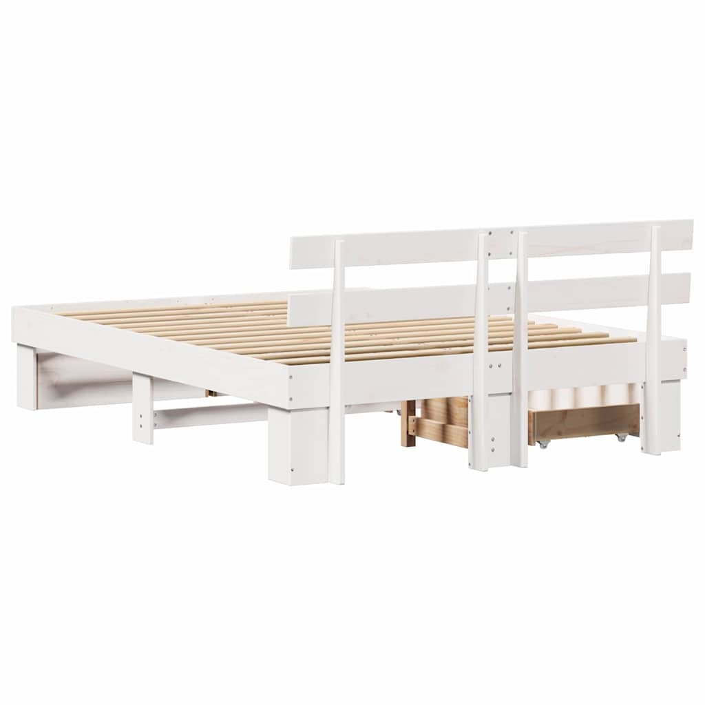 Bed Frame with Headboard White 160 x 200 cm Solid Pine Wood
