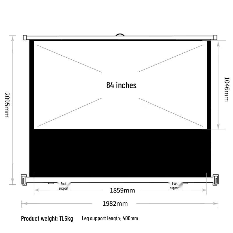 Deli 84-inch 16:9 Portable Floor Pull-Up Projector Screen