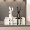 Ceramic Bunny Figurine Sitting Rabbit Sculpture Minimalist Bunny Statue for Counter Desk Bookshelf Home Bar Office Decoration