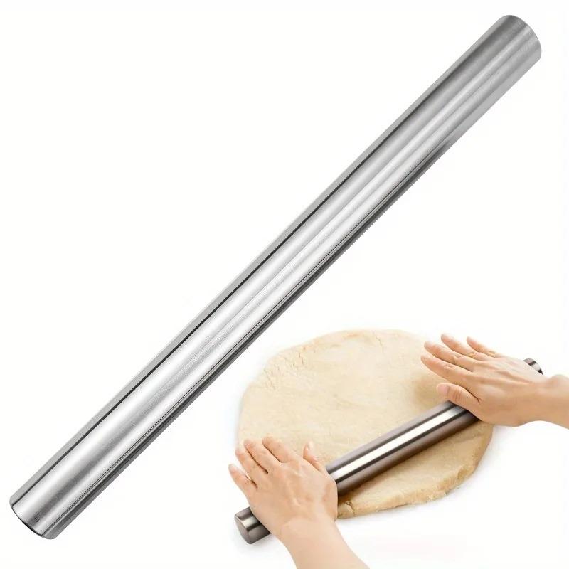 Christmas Baking toolsSimple Stainless Steel Rolling Pin Suitable for bakingverysuitableforrollingsugarpieWontonandpizzadough