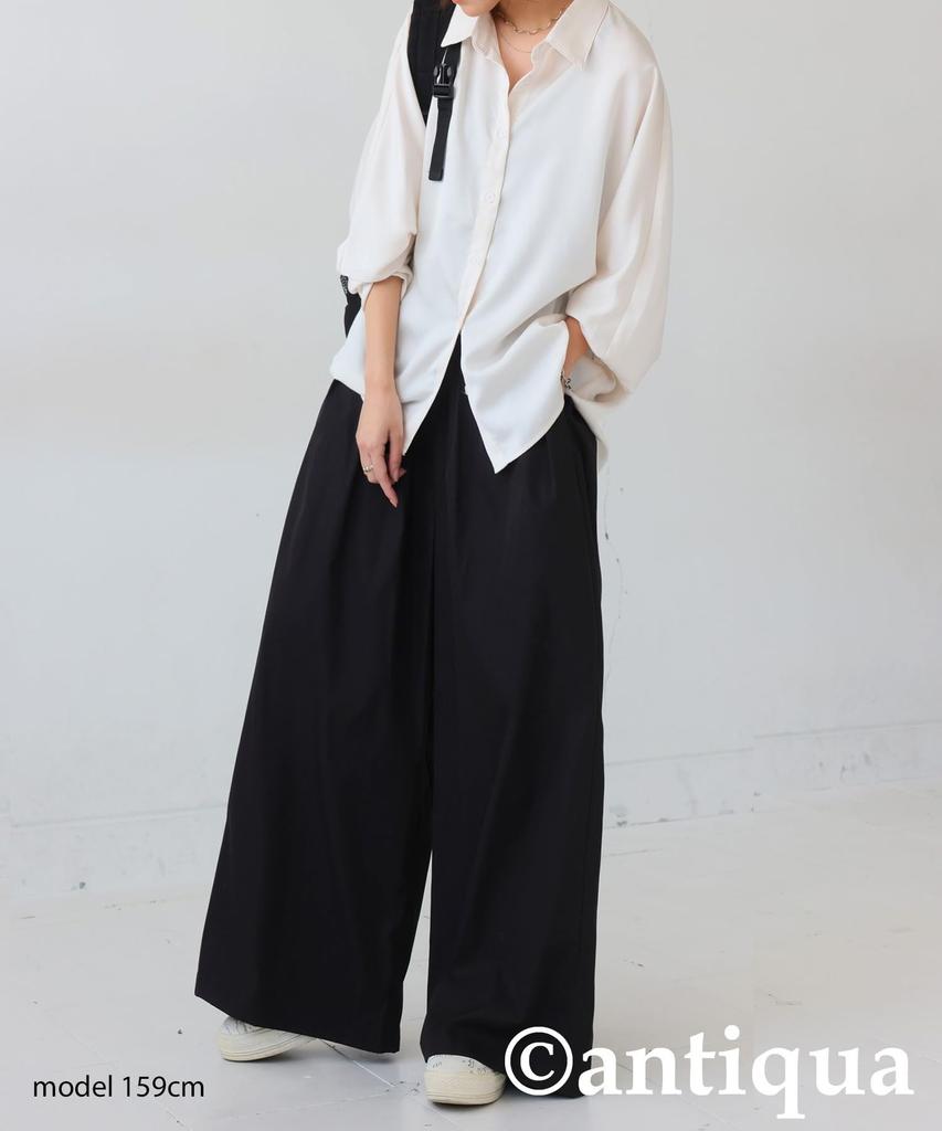 antiqua Tuck Wide One Size Black Women's Pants, PY-00797, 05,