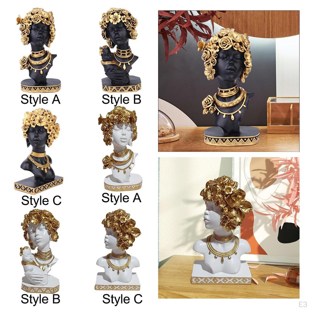 Статуя африканской женщины, женская скульптура, произведение искусства, современный бюст, эстетическое украшение для дома