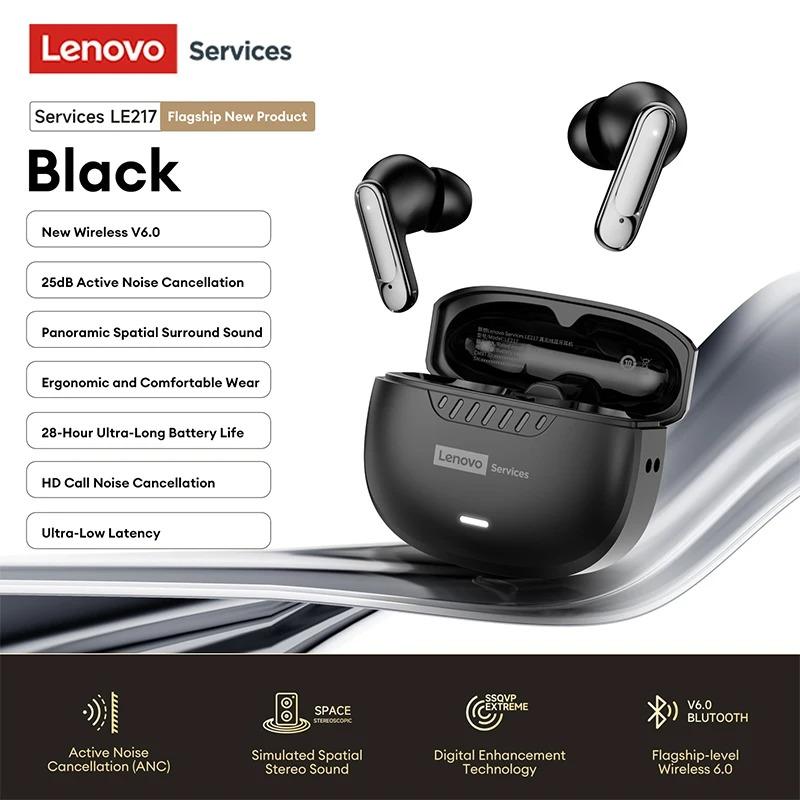 Lenovo LE217 TWS Беспроводные Bluetooth-наушники V6.0, долгое время работы от аккумулятора, игровые, с шумоподавлением, спортивные вкладыши, 3D стереозвук, сверхнизкая задержка 38 мс, гарнитура