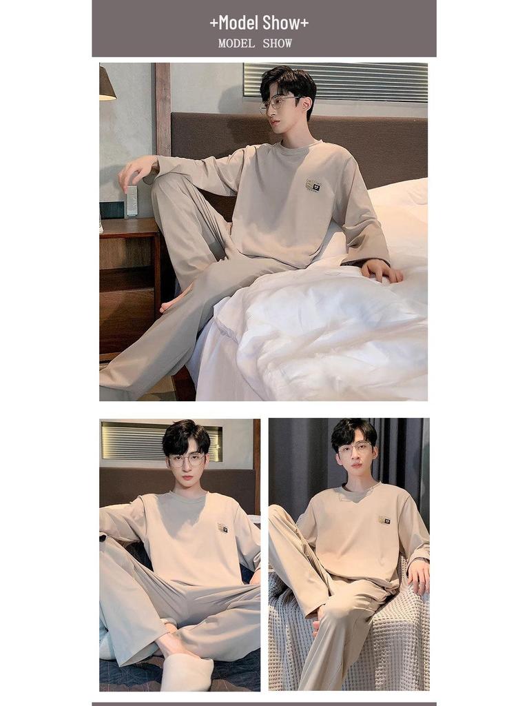 High-Quality Men's Korean-Style Loose Long-Sleeve Pajamas for Spring/Autumn – Casual, Versatile Homewear Set