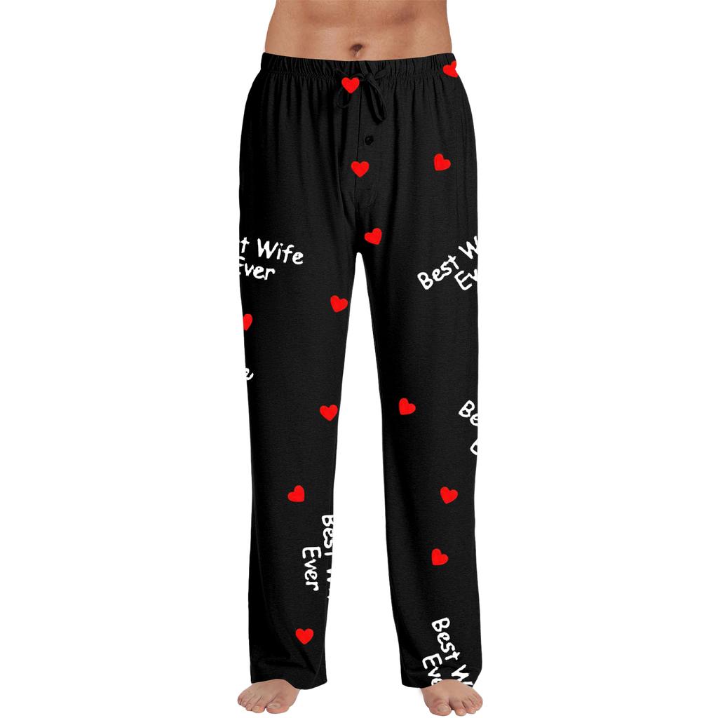 Мужские модные брюки к Дню святого Валентина с принтом, повседневные, прямого кроя