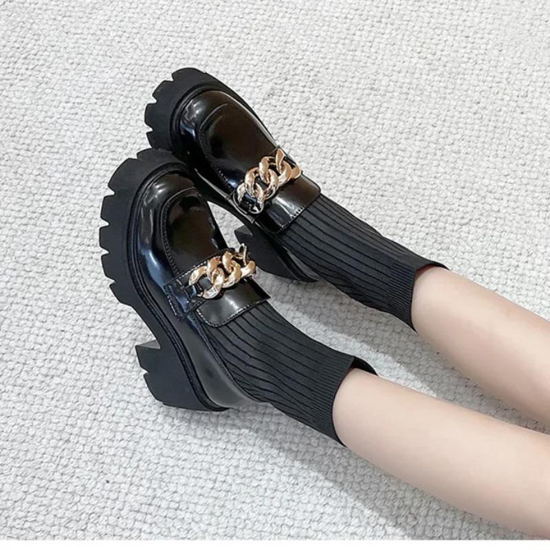 2024 New Fashion Solid Color Women's Shoes Thick Sole Comfortable Hot Selling Spring and Autumn Outerwear Metal Decoration