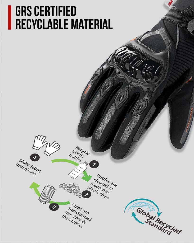 IRON Motorcycle Cold Smartphone Size XL JIA'S Gloves, Winter, Weather, Compatible, Waterproof, Windproof, Protective, Fleece-Lined, Non-Slip, Black,