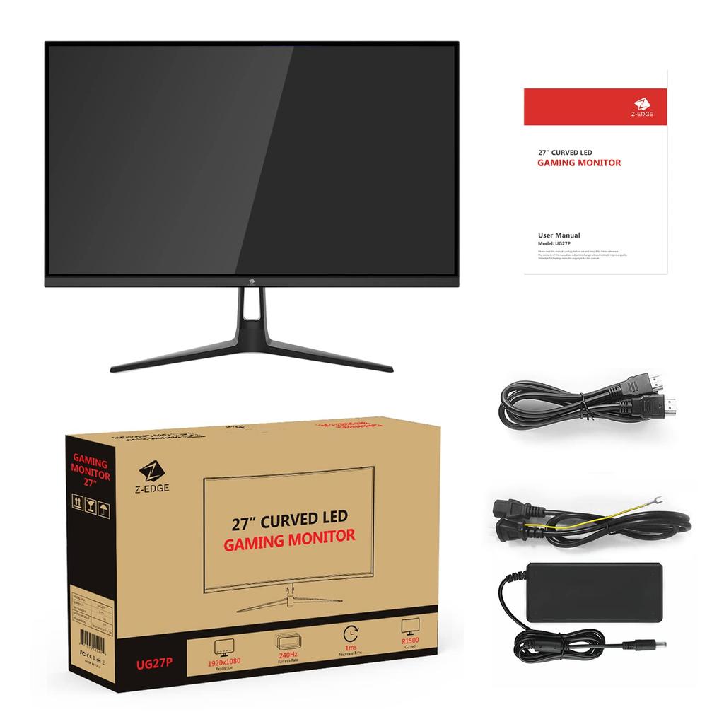 Z Curved Gaming Monitor 240Hz 1ms Curved 1920x1080 Frameless LED Display AMD Freesync Premium DP Port HDMI Port Speaker Z-Edge 27" 169 Monitor,