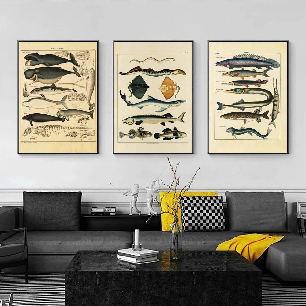 Nordic RETRO art холст картина постер Marine Bioscience кухня гостиная коридор настенная живопись украшение дома фреска без рамки