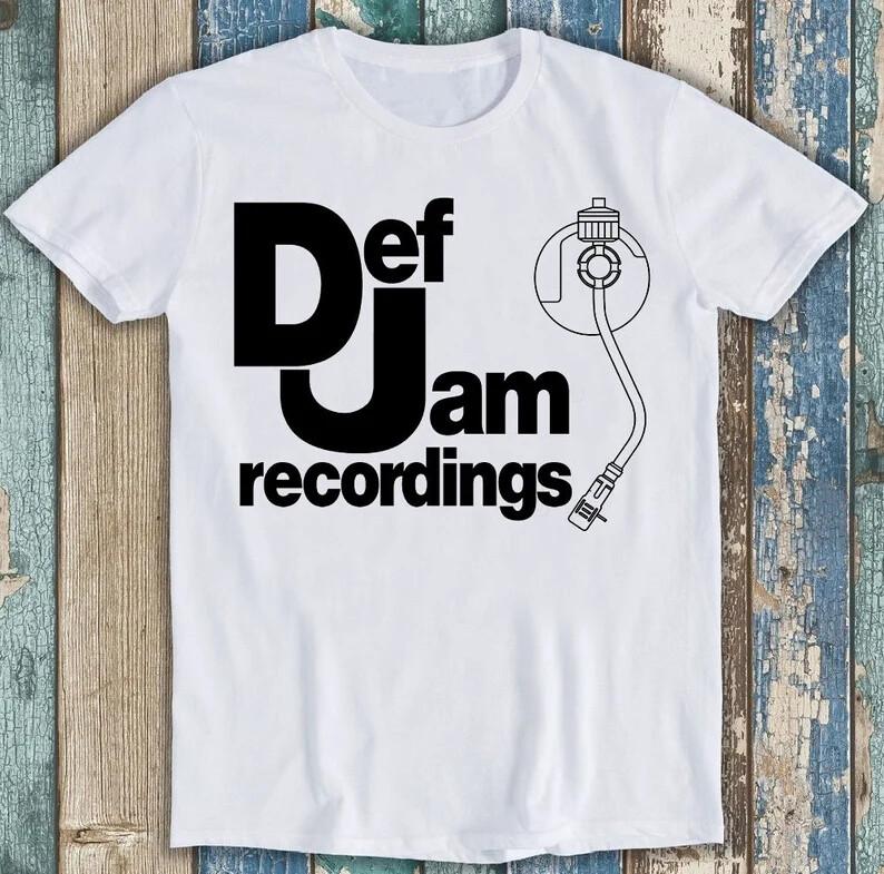 Футболка с забавным принтом "Def Jam Recordings DJ Music Turntable Vinyl Funny Gift Tee T Shirt" M1579