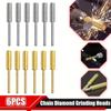 6pcs Diamond Coated Cylindrical Burr 4/4.8/5.5mm Chainsaw Sharpener Stone File Chain Sharpening Carving Grinding Tools Kits