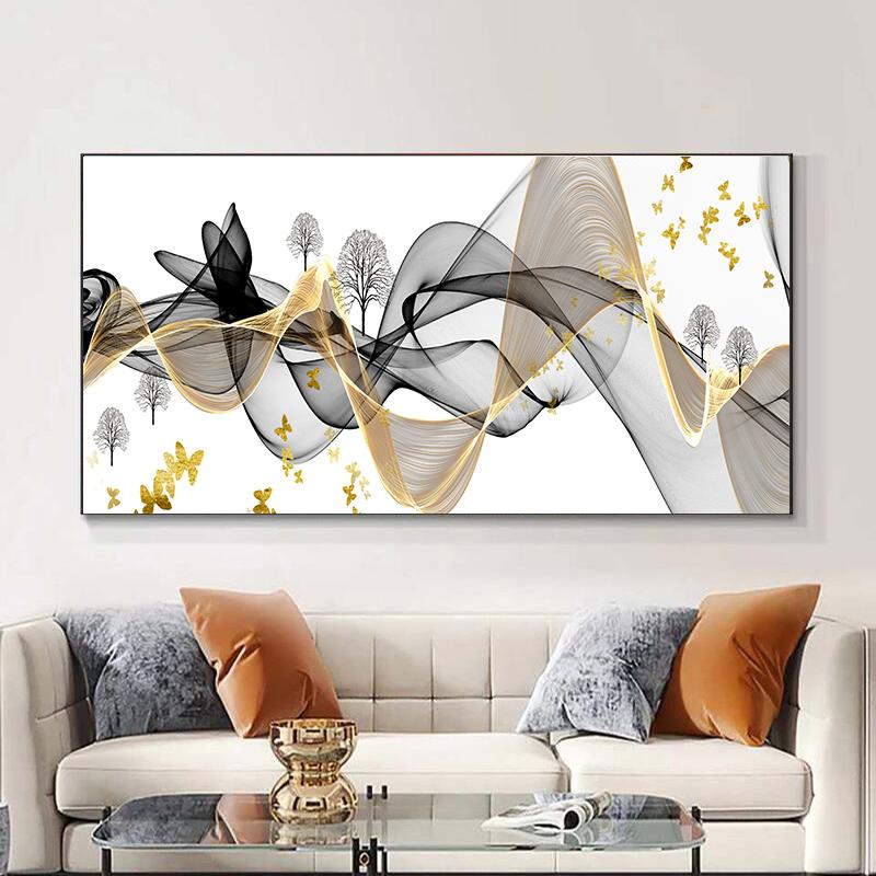 Скандинавские абстрактные золотые листья гинкго, холст, живопись, постеры и принты, настенные художественные фотографии, современный домашний декор для гостиной, без рамки
