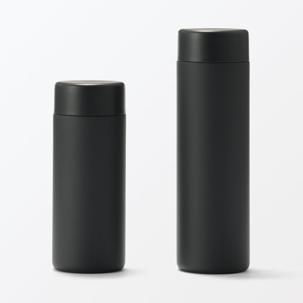 MUJI Vacuum Insulated Insulated Flat 76049197 Bottle, Type, 350mL, Black,
