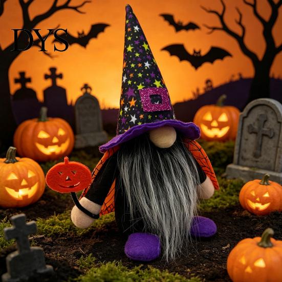 Unique Halloween Present Ideas Gnome Decoration, Witch Swedish Tomte Ornament, Plush Hand Sewn Holiday Collectibles Scandinavian Elf Dwarf for