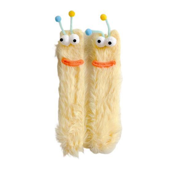 Fuzzy Silly Socks Funny Fluffy Cartoon Socks with Eyes Cute Winter Sleeping Socks
