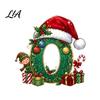 Personalized Secret Santa Present 26 Alphabet Christmas Ornament with Hat Elf Design, Acrylic Initial for Xmas Hanging Decor Tree Mantel And