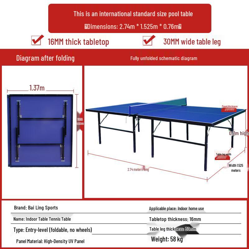Bailing Foldable Indoor Competition Ping Pong Table