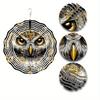 Elegant Owl Wind Spinner - Luxurious Golden & Black Metal Garden Sculpture, 2D Outdoor Decor with Intricate Feather Patterns, No Power Required