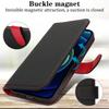 For iPhone 13 mini Stand Case Litchi Texture Genuine Cow Leather Wallet Phone Cover RFID Blocking