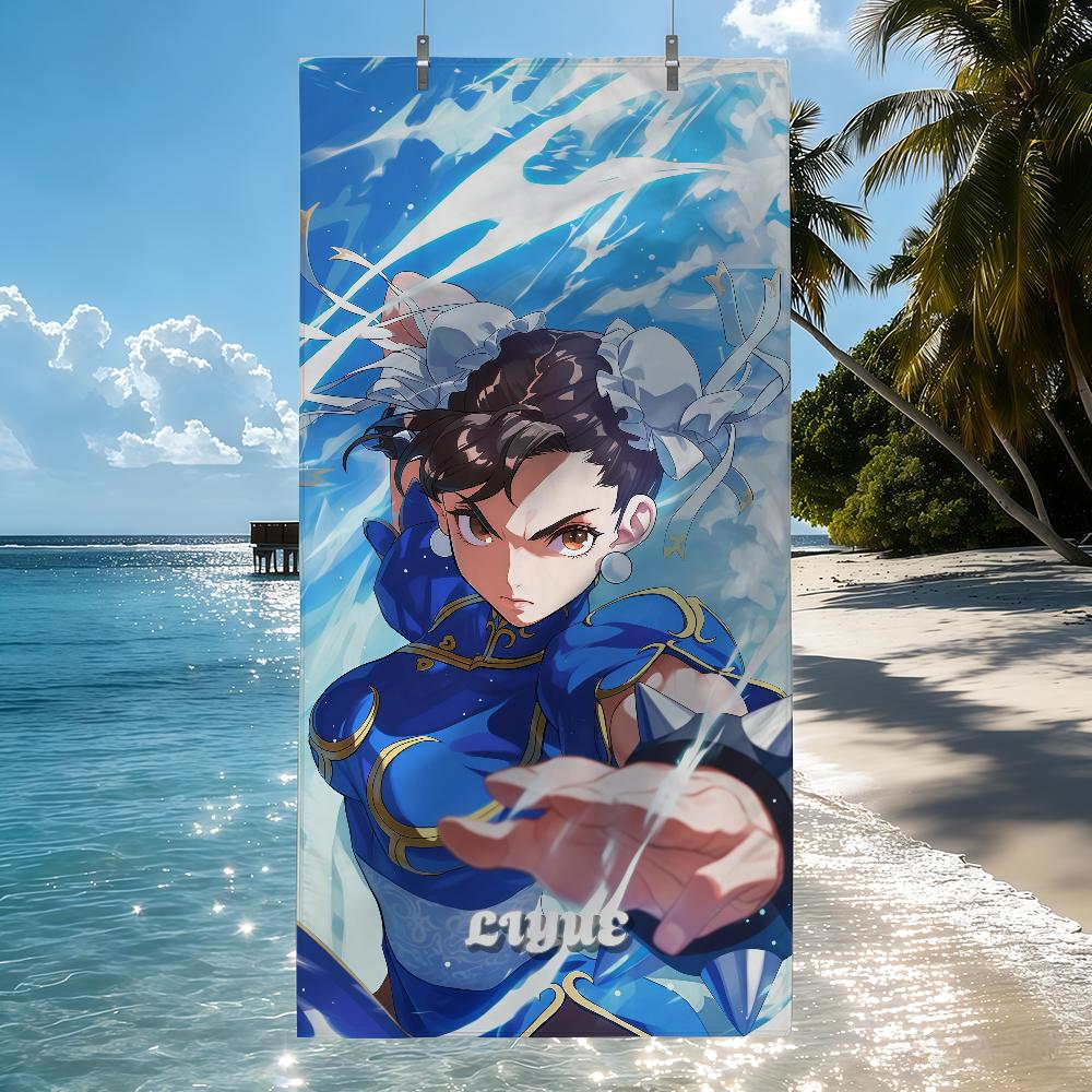 Классическая игра S-Street F-Fighter-Chunli Полотенце Быстросохнущие Пляжные полотенца Подходят для Бассейнов Кемпинга Йоги И Тренажерного зала