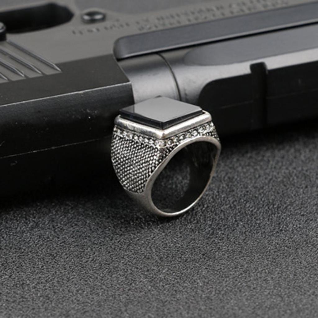 Luxury Middle East Large Square Rhinestone Men Finger Ring Jewelry Decor Gift