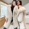 Women's New Raccoon Fur Grass Coat Women's Long Fox Fur Suit Collar Fur Coat Loose Casual Windbreaker