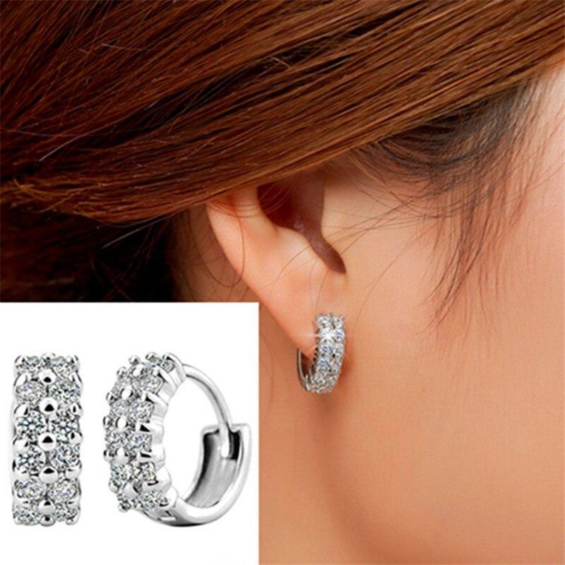 925 Sterling Silver Double Row Shiny Zircon Earrings Female Models Suitable for Valentine's Day Gift Factory Wholesale Price