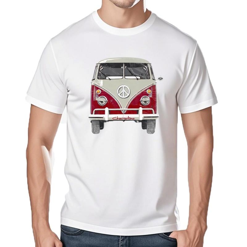 Sapextee AnnéEs 1960 Bus Hommes Tshirt RéTro Rouge Bus Surf Imprimé Tshirts à Manches Courtes Tshirts Haraj