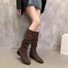 Women's Half High Boots Hot Retro Large Size Warm Ladies Mid Calf Shoes Designer Luxury Spring 2024 Sale On Promotion Waterproof
