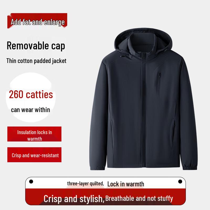 Dibinze Men's Plus Size Hooded Windproof Casual Jacket
