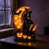 Artistic Mystical Home Decor Halloween Witch Lamp, Gothic Crescent Moon LED Night Light, Tabletop Statue Spooky Decorative Table Lamp for Bedroom