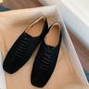 Fashion 2025 Spring Summer New Women Low Heel Square Toe Basic Casual Working Comfortable Flats Soft Genuine Leather Shoes Woman Concise