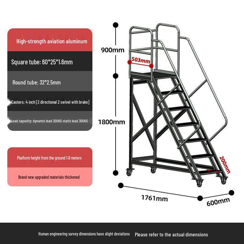 JINGGENG Industrial Aluminum Mobile Platform Ladder