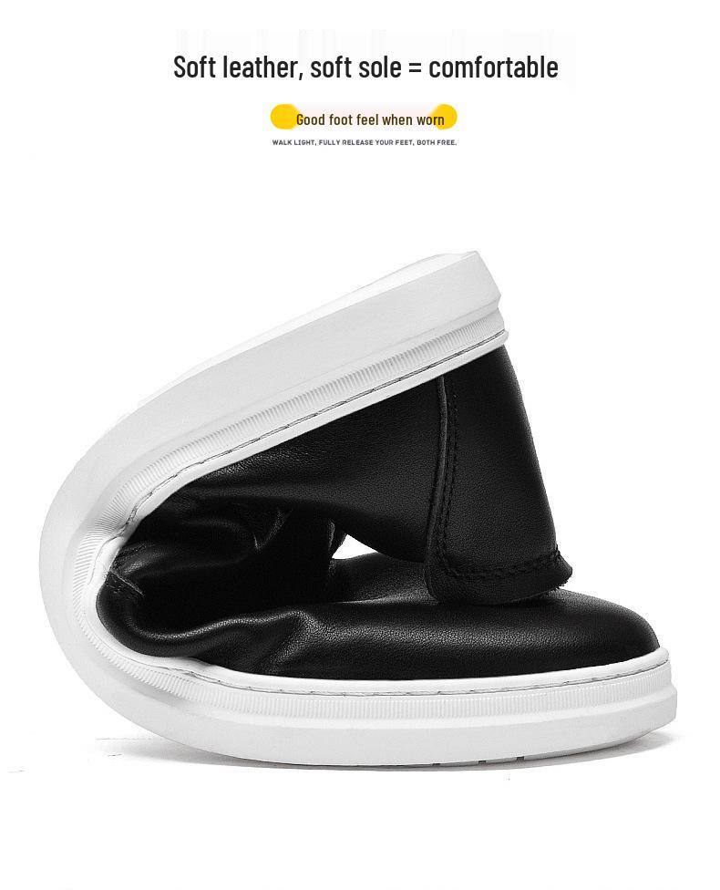 Men's Casual Cowhide Leather White Loafers - Stylish & Versatile for Spring and Autumn