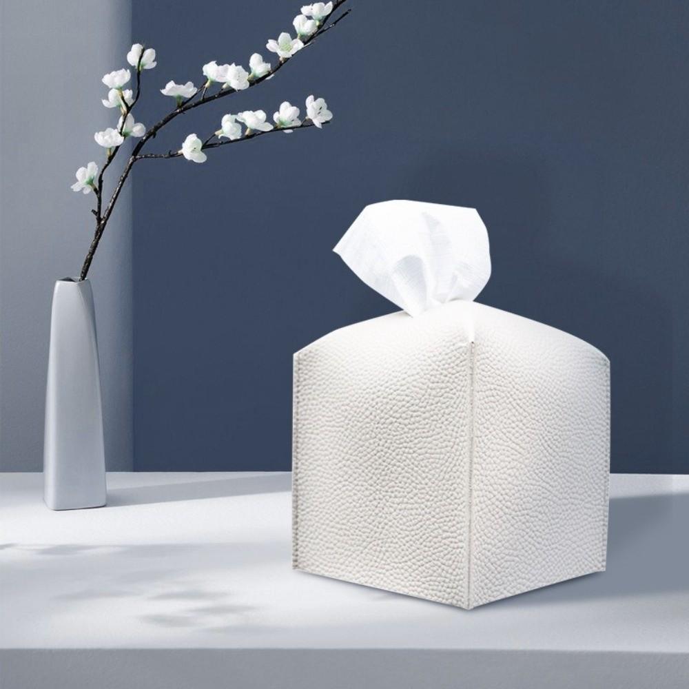 Minimalist Square PU Tissue Box Modern Style Waterproof Tissue Container Decorative Tissue Holder Car Interior