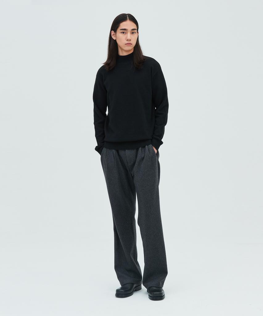 LEIRE Minimal Wool Mock Neck Knit [Black]