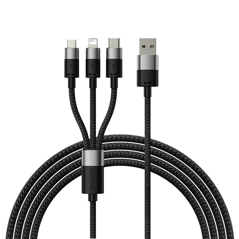 Baseus 3-в-1 USB-кабель Micro USB Type-C Быстрая зарядка Micro USB Type-C Кабель для передачи данных Для IP 14 13 Samsung Huawei